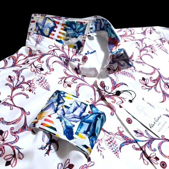 NEW Robert Graham Exclusive Floral Large White Colorful Classic Fit Sport Shirt - Picture 2 of 12